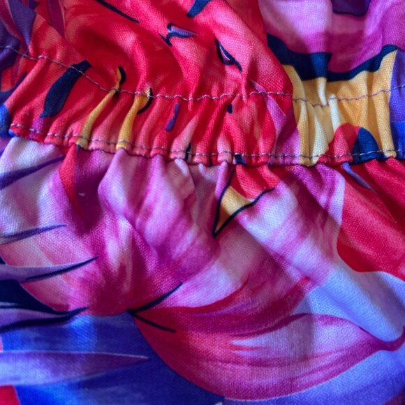 Vintage Granada Vibrant Tropical Palm Leaf Strapless Romper M - Picture 3 of 7